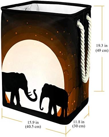 Inhomer Két Elefánt Árnyék Alatt a Hold 300D Oxford PVC, Vízálló Szennyestartót Nagy Kosárban a Takaró