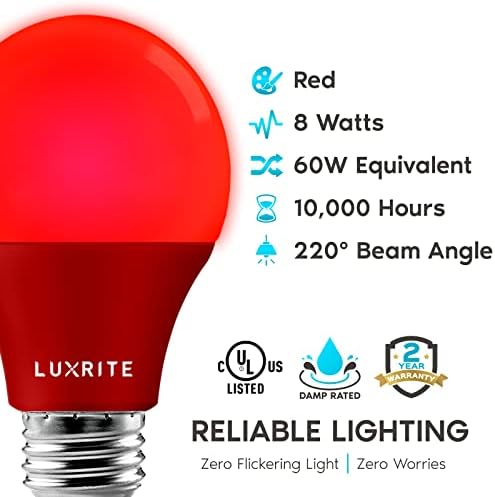 LUXRITE 19 Piros LED Izzók, 60W Azonos a Nem Szabályozható, UL, E26 Szabványos Bázist, Beltéri, Kültéri,