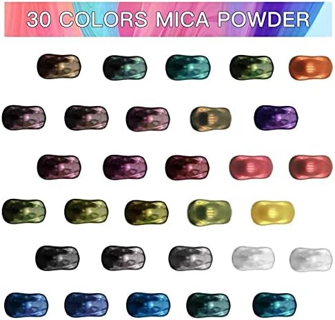 DoubleW Mica Por - 30 Szín Pigment Por - Epoxi Gyanta Pigment - Szappan Készítése Kit-Iszap Pigment -