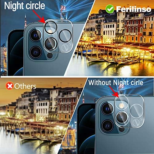 Ferilinso 2 Csomag képernyővédő fólia iPhone 12 Pro Max 2 Csomag Kamera Lencséjét Védő [Edzett Üveg] [Katonai