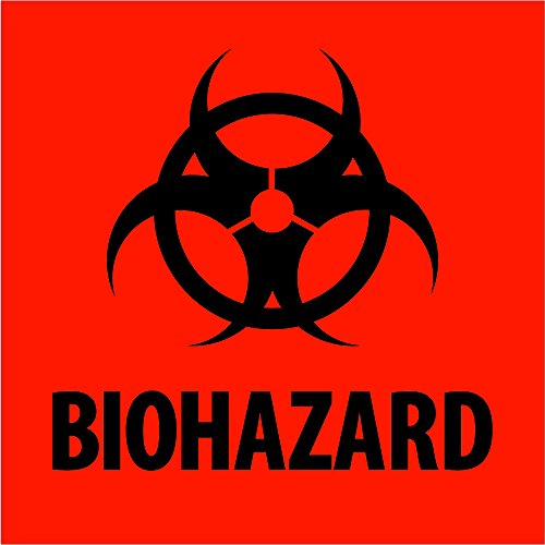 DOBOZ USA BDL1305 Szalag Logika Címkék, Biohazard, 2 x 2, Fénycső Piros (Csomag 500)