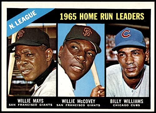 1966 Topps 217 NL HR Vezetők Willie Mays/Willie McCovey/Billy Williams Óriások/Cubs (Baseball Kártya)