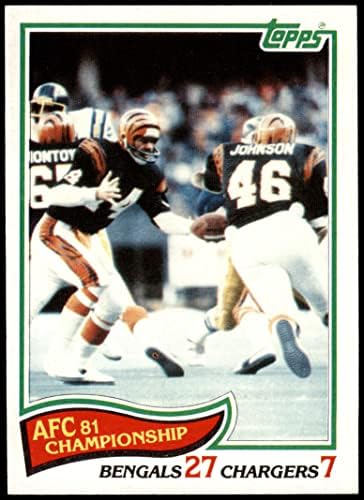 1982 Topps 7 AFC Bajnoki Cincinnati Bengals/Töltő (Foci Kártya) NM Bengals/Töltők