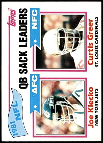 1982 Topps 259 Sacks Vezetők Joe Klecko/Curtis Greer Jets/Cardinals-FB (Foci Kártya) NM Jets/Cardinals-FB