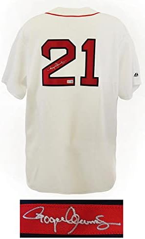 Roger Clemens Aláírt Boston Red Sox Fehér Fenséges Replika Baseball Jersey - Dedikált MLB Mezek