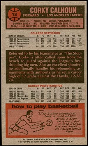 1976 Topps 12 Corky Calhoun-Los Angeles Lakers (Kosárlabda Kártya) NM+ Lakers U Penn