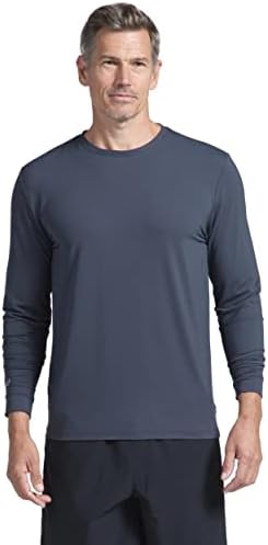 IBKUL Férfi Athleisure Viselni fényvédő UPF 50+ Icefil Hűtési Technológia Hosszú Ujjú Sleeve T-Shirt -