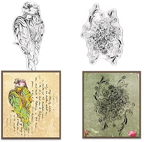 Retro Art Madarak Tiszta Bélyeget Kártyát, Hogy Régi Festmény Tiszta Bélyegző Retro Állatok, Virágok Átlátszó