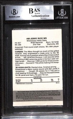 80 Jerry Rice RC - 1986 McDonalds 49ers Fekete Lap Labdarúgó-Kártyák (Csillag) Osztályozott lenne beégés