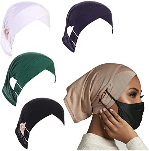 4 Db Muszlin Sál Alatt a Fülembe Szakaszon Jersey Belső Hijabs Cső Sapkák, hogy az Iszlám a Nők Turbánt