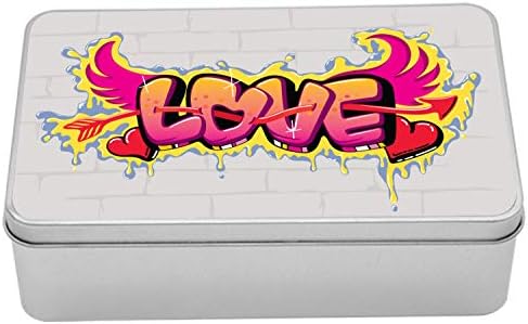 Ambesonne Városi Graffiti Doboz, Nyíllal Átszúrt Szerelmes Szó, mint a Buborék Leveleket, Szárnyakkal
