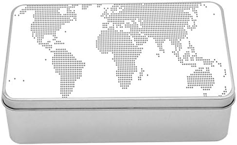 Ambesonne Térkép Fém Doboz, a Világ Térkép Grafikus Pontok Pixeles úgy Tűnik, Foltos Kontinensen Design