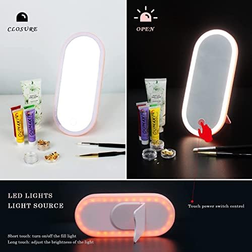 Utazási Smink Szervező a Tükör, Újratölthető Hordozható Kozmetikai az Esetben a LED Smink Tároló Vonat