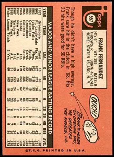 1969 Topps 557 Frank Fernandez New York Yankees (Baseball Kártya) EX/MT Yankees
