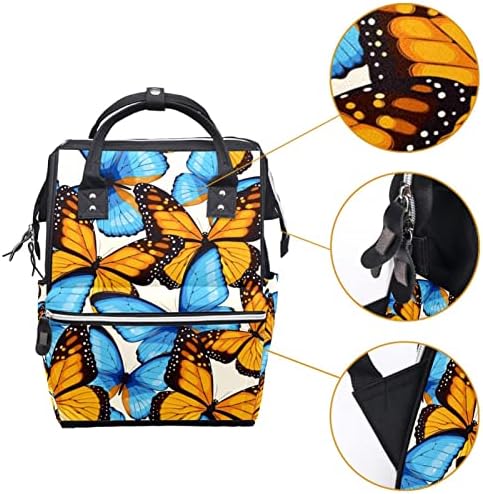 GUEROTKR Utazási Hátizsák, Pelenka táska, Hátizsák Táskában, Narancs, kék, pillangó zökkenőmentes minta