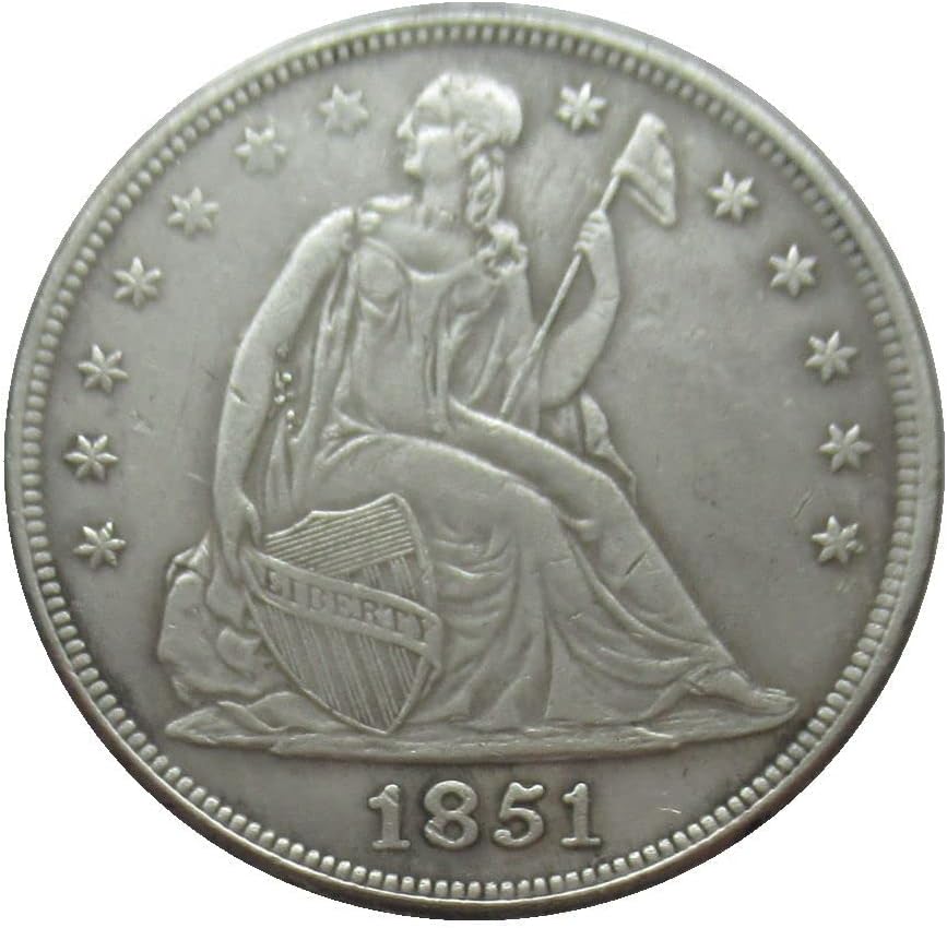Egyesült ÁLLAMOK 1 dollár Zászló 1851 Ezüst Bevonatú Replika Emlékérme