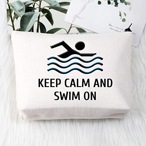 BDPWSS Úszás Smink Táska Női Medence Szerető Úszó Ajándék, Úszni Szerető Ajándék Nyugodj meg Úszni A Vicces