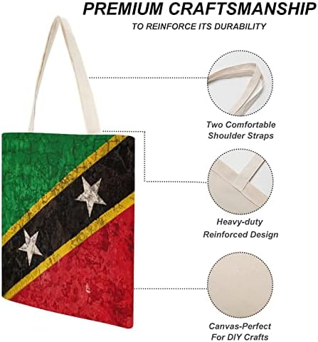 Zászló Saint Kitts and Nevis Vicces Vászon Táska fogantyúval Bevásárlás Strand Táska Újrafelhasználható