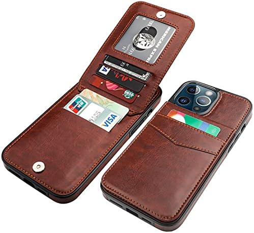 KIHUWEY Kompatibilis az iPhone 13 Pro Max Esetben Pénztárca Hitelkártya Birtokos, Prémium Bőr Mágneses